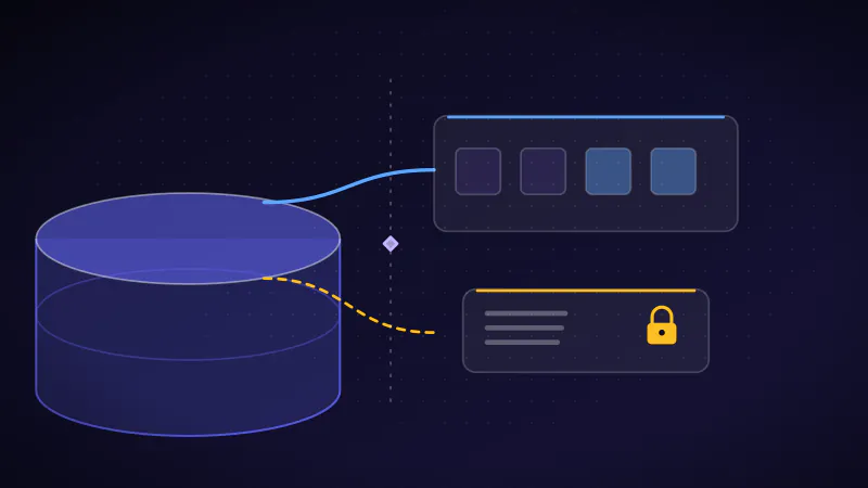 Illustration: an Oracle analytical path branches away from operational responsibilities before a typed warehouse handoff.